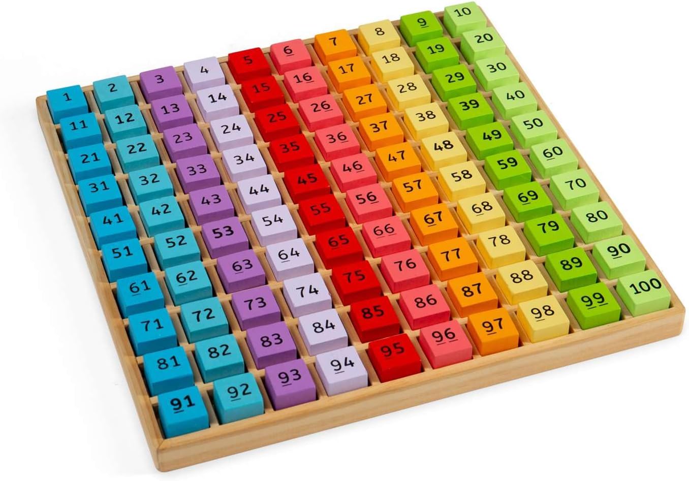 Bigjigs Toys, Wooden Number Counting Tray, Educational Maths Games, Montessori Toys