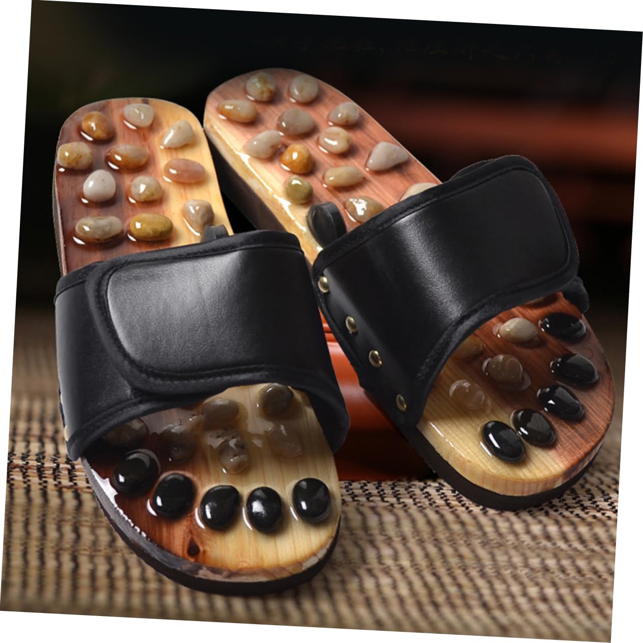 Slipper Größe 38 Akupressur Rutschfeste Fußmassage Schwarz für Damen