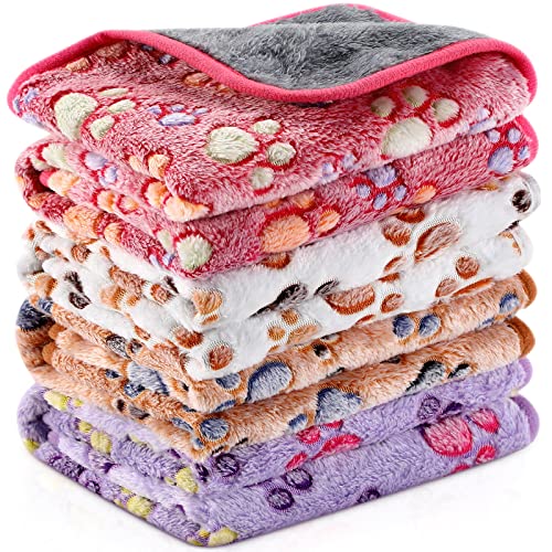 Namalu 4 Wasserdicht Meerschweinchen Fleecedecken Klein Waschbar Hundedecke Saugfähig Meerschweinchen Käfig Einlagen Wiederverwendbar PIPI Pads Schlaf Kuscheldecke (Pfoten, 30 x 30 cm)