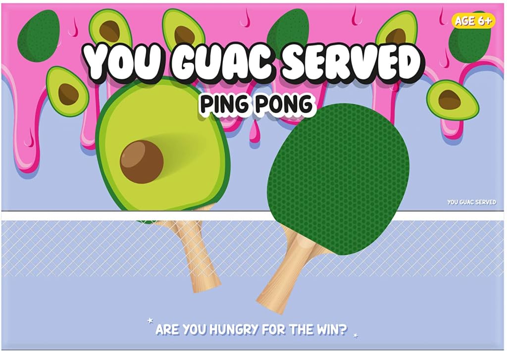 Gift Republic Smashing Avocado Table Tennis Game You Guac Served Portable Table Tennis Net Ball & 2 Table Tennis Bats Holiday Game Ping Pong