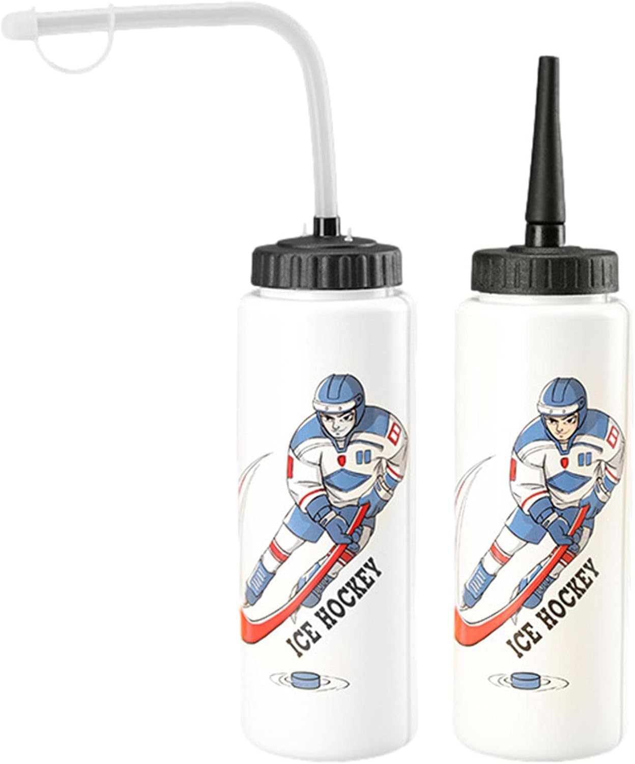 2Pack Hockey Water Bottle With Long Straw 1 Liter Water Bottle Easy