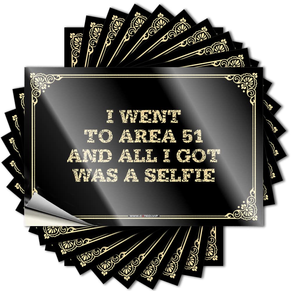 Quote Funny Decor Durable Vinyl - I Went to Area 51 and All I Got was A Selfie Case for Science Use(12X18CM)
