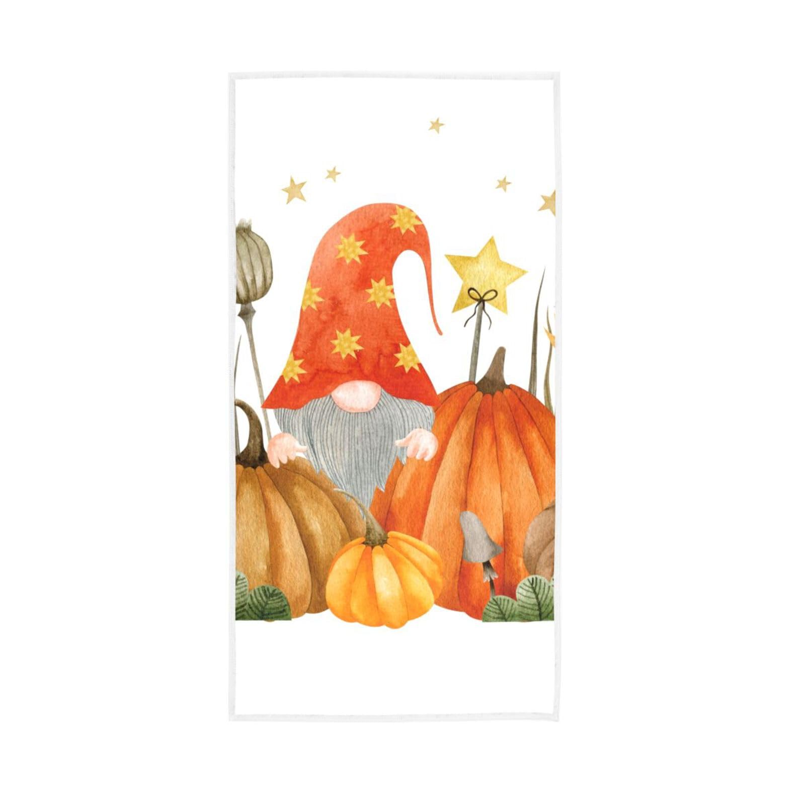 LSRCPD Autumn Gnomes Pumpkin Towles, 15 x 30 Inches Decorative Bath Towels Printed Hand Towels, Workout Towels