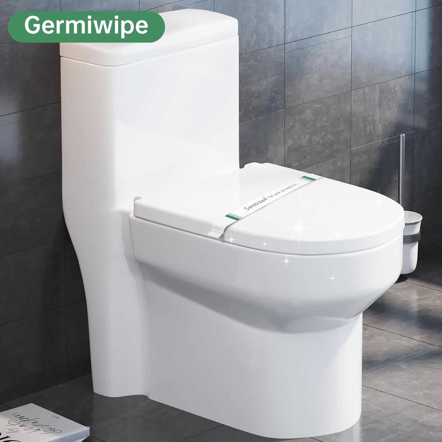 Germiwipe 500Pcs Sanitized Toilet Seat Band,Hotel Essentials, Printed Toilet Strips for Hotels Motels Hospitals (Green/White) TSB-500