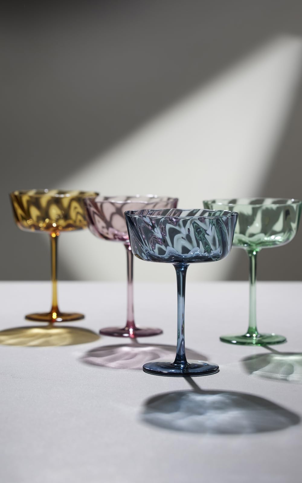 Lyngby Glas Vienna Champagner-Schale, Sektglas, Cocktailglas, 35 cl, 4 Stck., Grün
