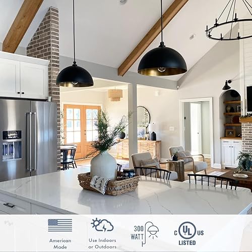 Miniatura 4 de Steel Lighting Co. Brentwood - Lámpara colgante  Montada en el techo  Domo redondo de 14 pulgadas  Estilo moderno contemporáneo de granja fabricado