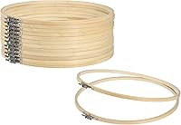 Vista 8 de PATIKIL 12 aros de bordado de 6 pulgadas, redondos, ajustables, de bambú, círculo, punto de cruz, a granel, para bordar, arte, manualidades