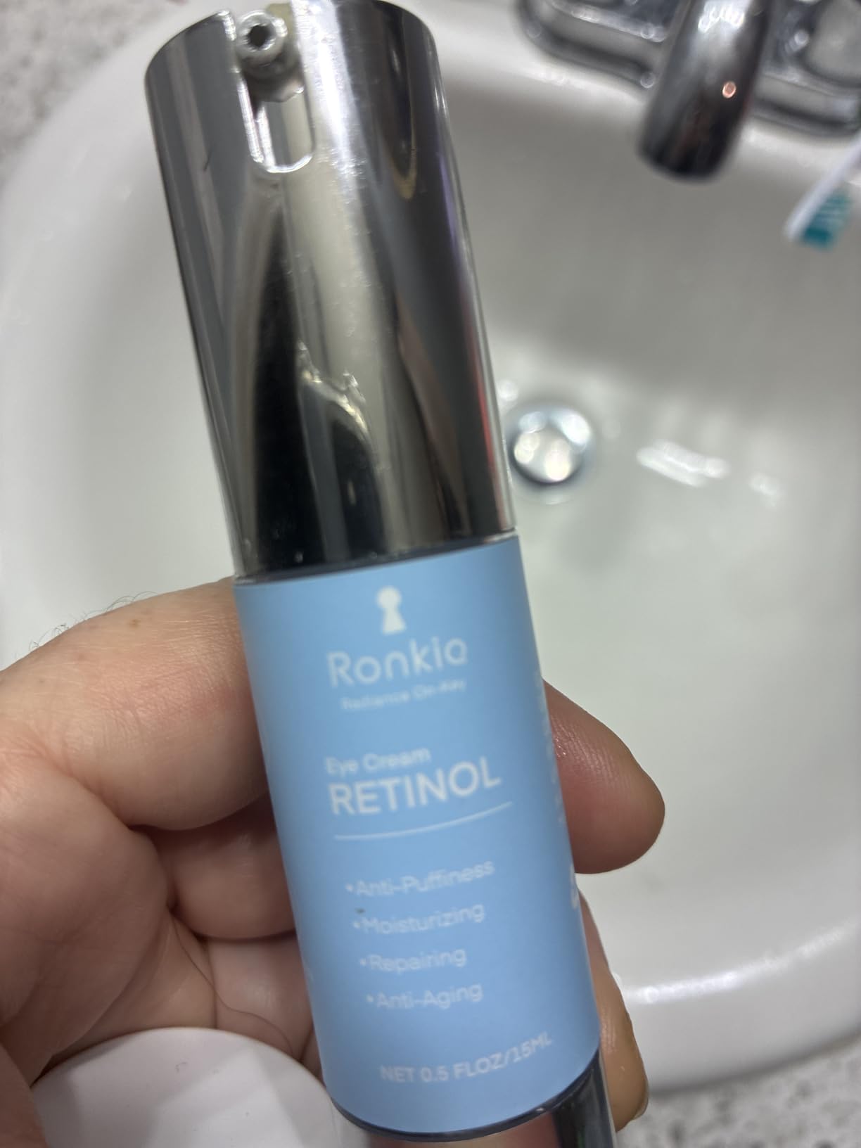 RONKIE Retinol Eye Cream for Dark Circles: Anti-Wrinkle Under Eye Cream - Night Care Eye Cream Reduces Eye Bags 0.5 fl. oz