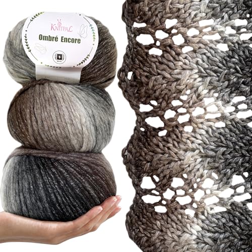 Image of Ombre Encore Chunky Ombre Yarn #5, 3-Pack (507Yds /420G), Mountain Stones | Multicolored Bulky 5 Weight Yarn for Crocheting with Free Patterns - Chunky Acrylic Yarn for Knitting
