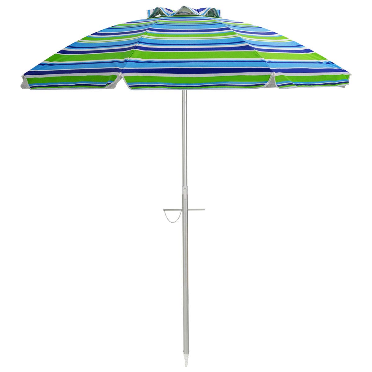Multigot Blue + Green 2M Beach Umbrella, Upf50 + Sun Protection Garden Parasol Umbrella With Tilt Function, Outdoor Sunshade Shelter Parasol For Backyard, Pool, Balcony And Terrace (Blue + Green)