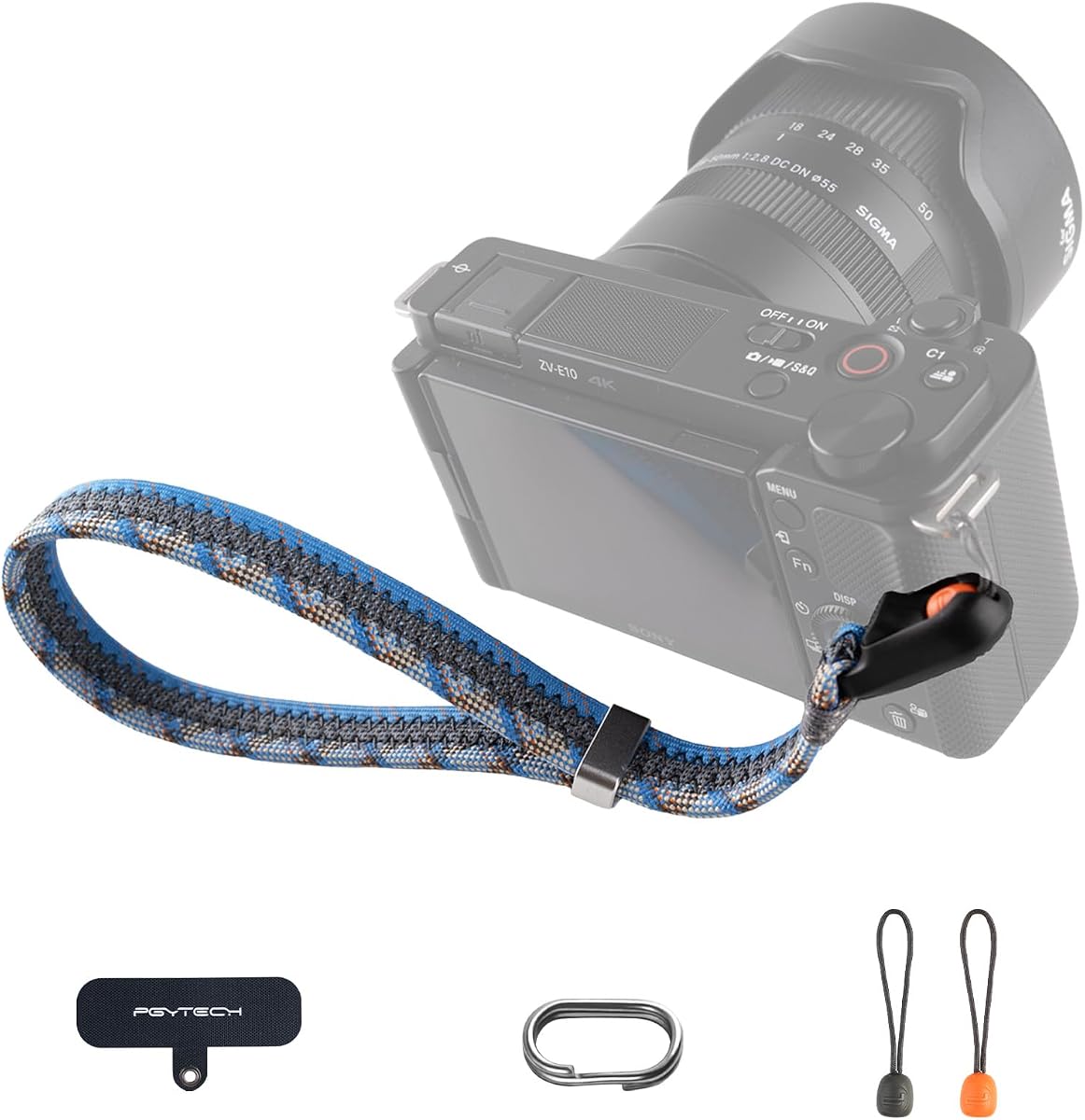 Correa de muñeca para cámara de cuerda PGYTECH, estilo delgado y moderno, liberación rápida ajustable | Correa de mano para cámara Fujifilm/Sony/Nikon/Canon/teléfono para uso diario y viajes, anticaída, soporta 55.1 lb, azul místico