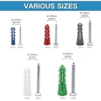 Vista 2 de Kit de anclajes y tornillos para paneles de yeso, 142 piezas, anclajes de pared y tornillos para paneles de yeso, incluye 5 tamaños diferentes