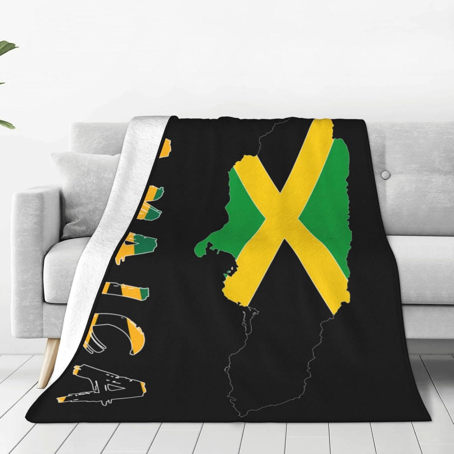 Jamaica Jamaican Flag Map Throw Blanket Travel Blankets Queen Size Soft 40"X30" Cozy Throw Blanket for Living Room Couch Sofa Bed Gifts
