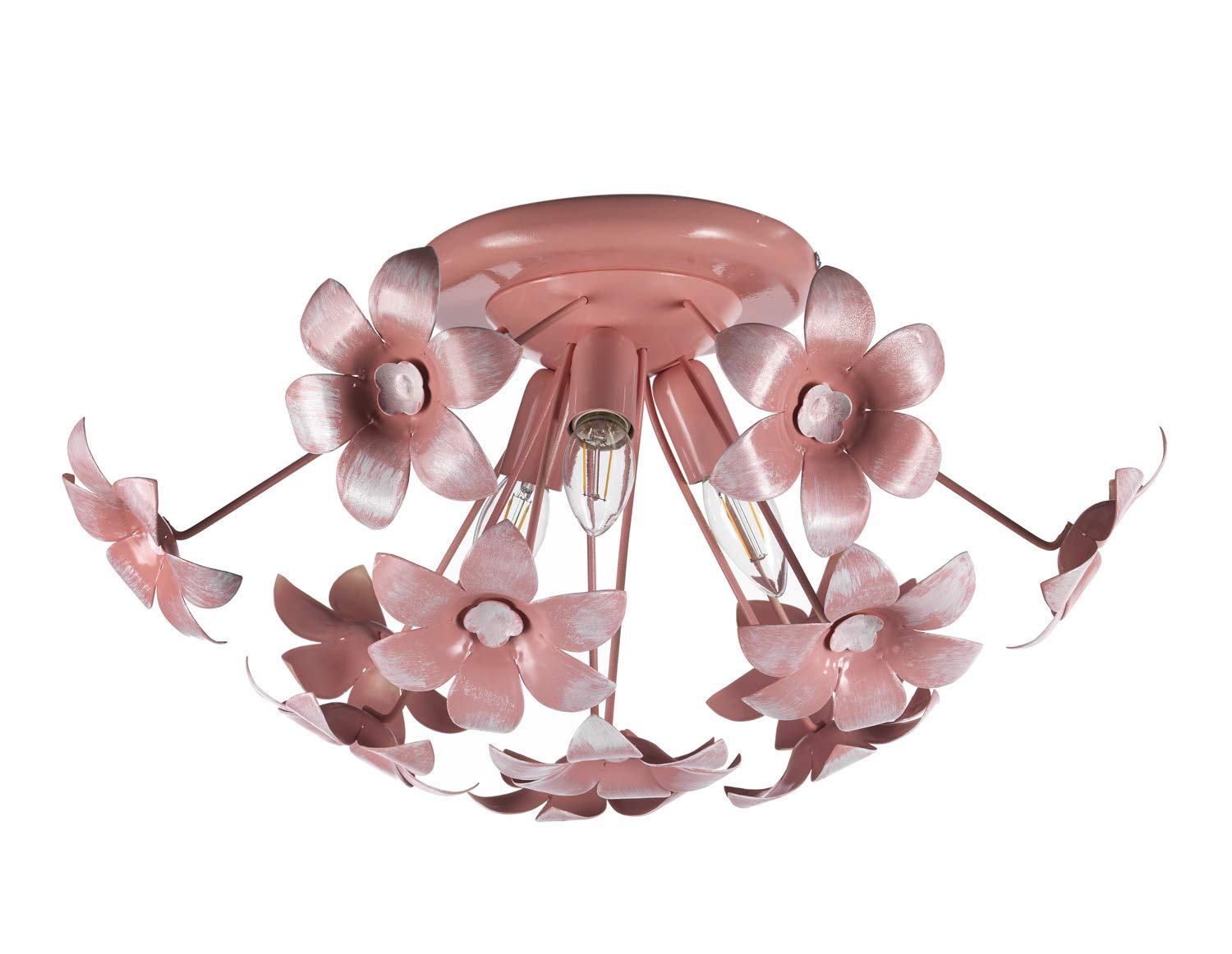 Onli Rosa Dormir Con Pies De Plafón Dormitorio 3 Luces De Metal Con Flores