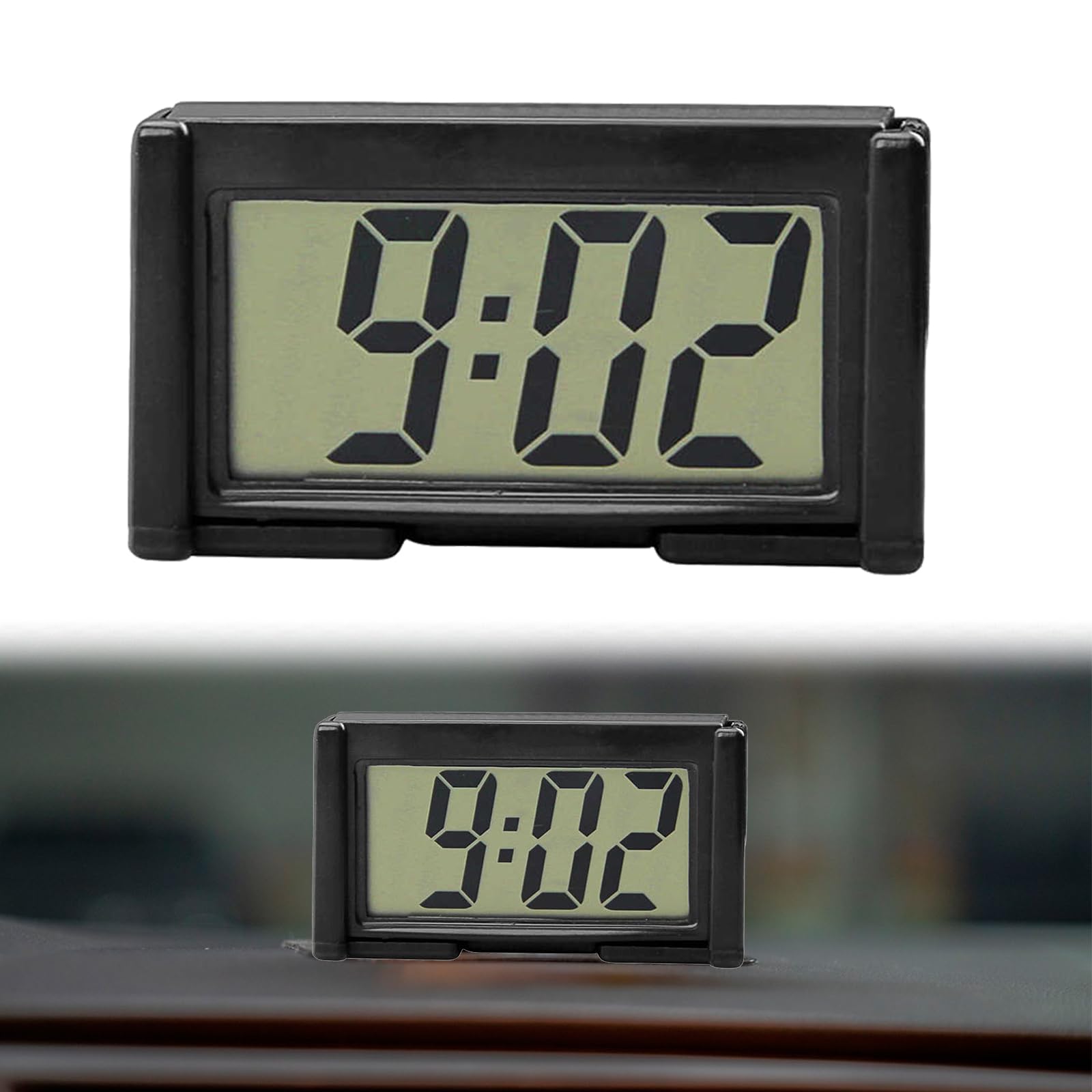 Mini zegar samochodowy, elektroniczny zegar cyfrowy, LCD Digital Clock, samochodowy zegar elektroniczny, mini zegar cyfrowy, na deskę rozdzielczą, biurko, stół, do łazienki, czarny
