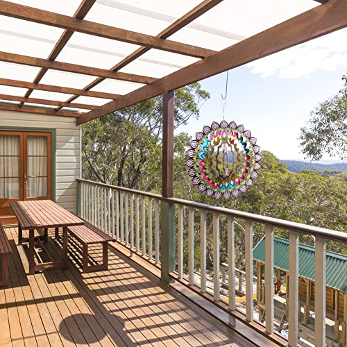 Wind Spinner 12 Inch 3D Stainless Steel Multi-Color Mandala Wind Spinner Kinetic Yard Art Decorations Outdoor Garden Decor #TOP4