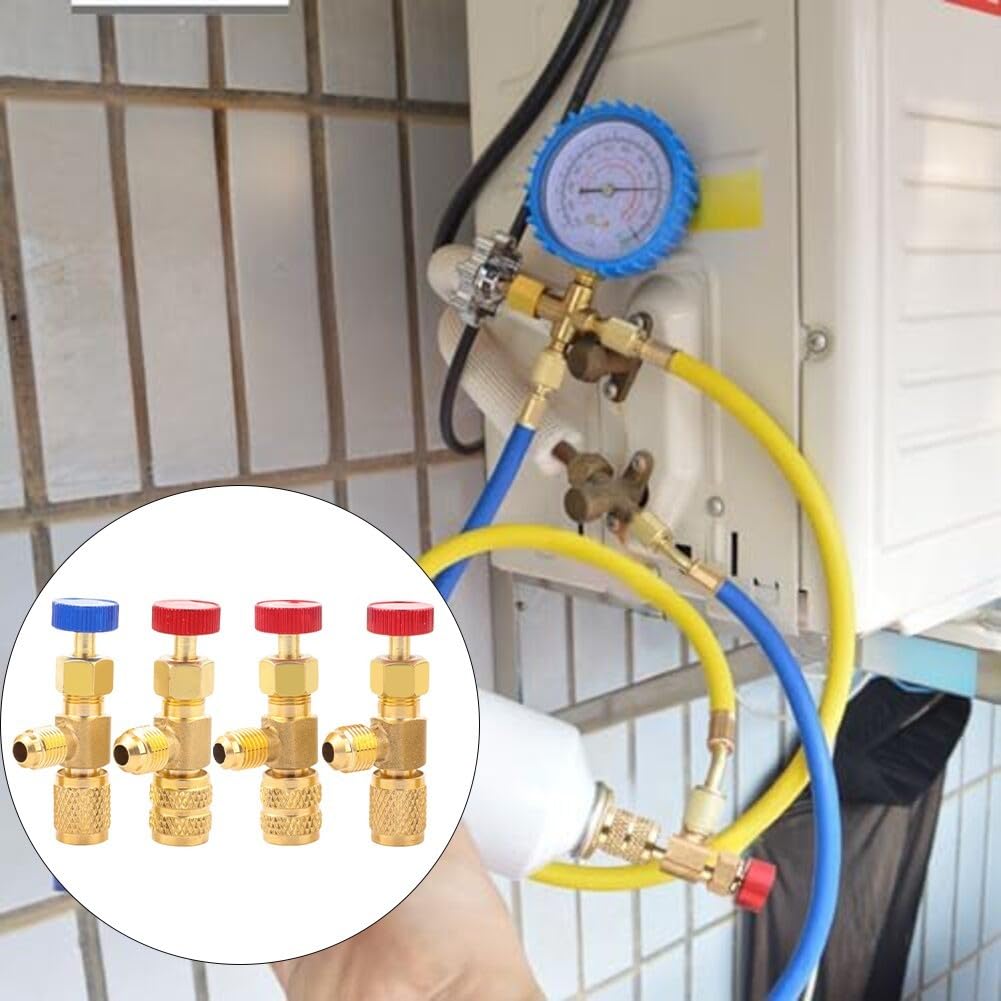 4 valvole di sicurezza per sistemi di climatizzazione compatibili con R22 R32 R410 con connettori rapidi di diverse dimensioni