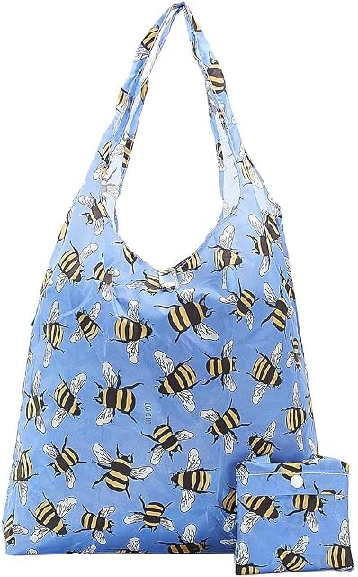 ECO CHIC Lightweight Foldable Reusable Shopping Bag | Water Resistant Shopping Tote Bag | Folds Into Attached Pouch for Storage | Made from Recycled Plastic Bottles