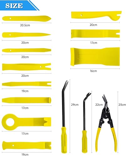 Miniatura 3 de Poraxy - Kit de 19 piezas de herramientas de extracción para panel y puertas de automóvil, herramienta de extracción de audio, alicates de clip