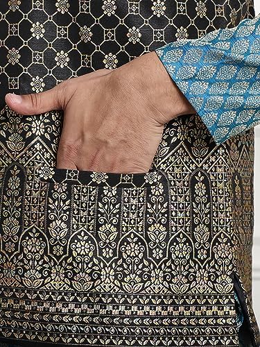 Image of SOJANYA (Since 1958 Men's Jacquard Silk Kurta and Pyjama with Nehru Jacket