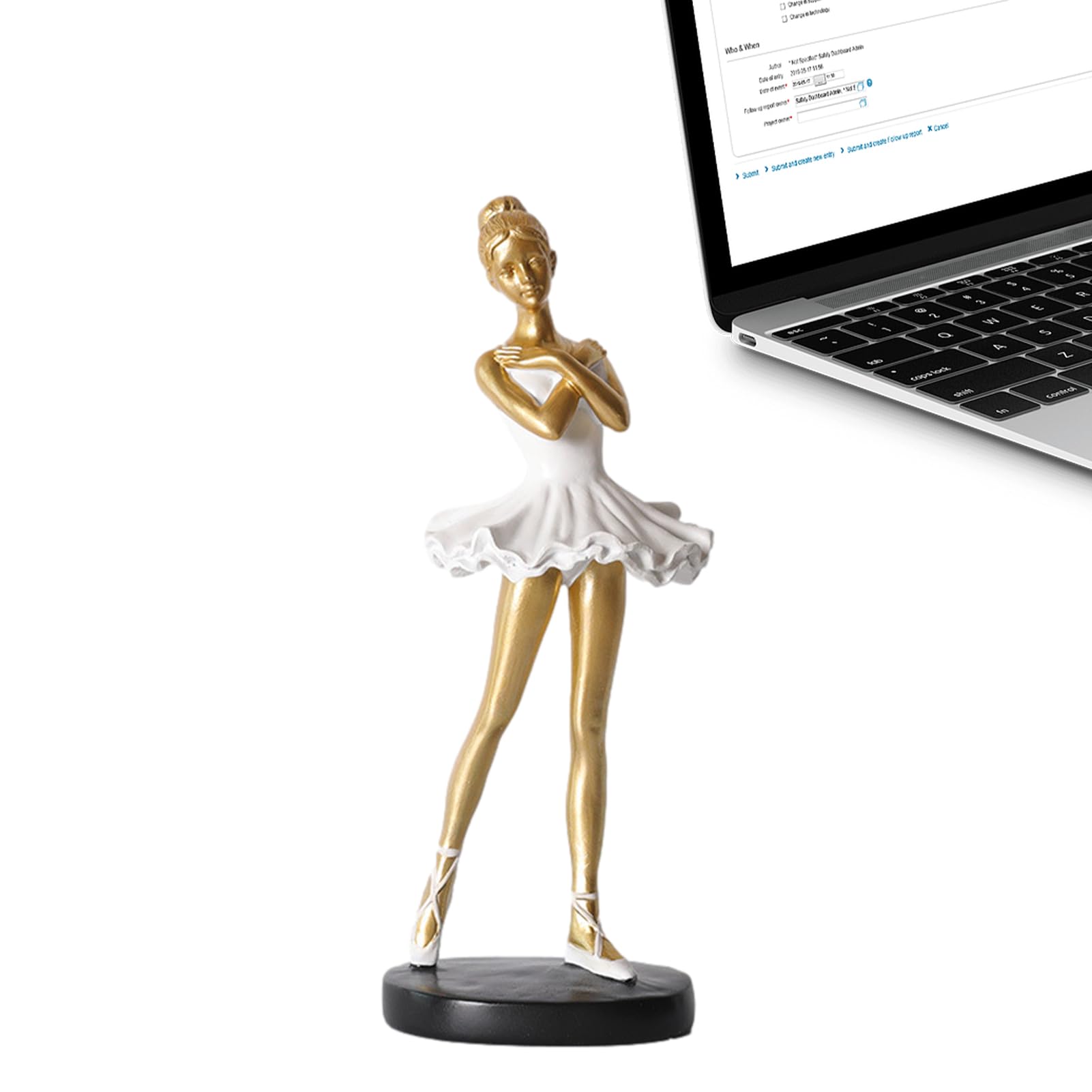 27 cm figurki dziewczyny baleriny baletnicy tancerka statuetka artystyczna rzeźba figurka żywica dekoracja domu ozdoba na biurko, statuetka na biurko / jadalnię / regał na książki (złoty, C)
