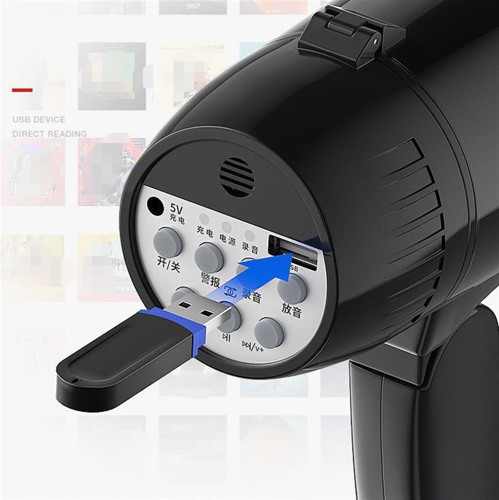 Interiores Exteriores Megáfonos De Mano Altavoz Bocina Portátil Compacto Volumen Ajustable Amplificador Voz USB per Eventi All’Aperto