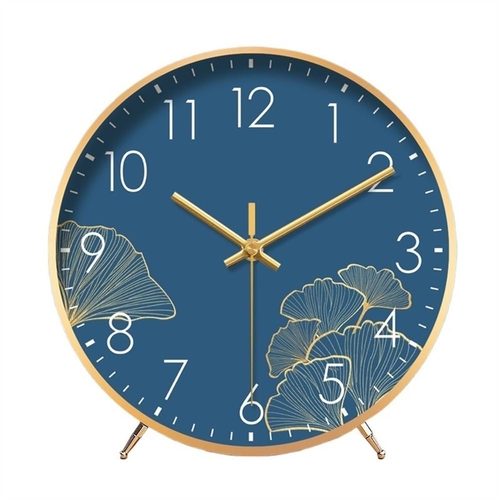 Yinj9562fg Mantel Clocks Fashion Desk Clock Silent Non-ticking Desk Clocks Office Desk Clock HD Glass Lens Easy to Read Desktop Decoration Mantlepiece Clock(Blue)