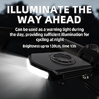 Vista 3 de Luz de bicicleta compatible con la computadora de bicicleta Garmin, gran angular de 220° para ser vista, luz diurna de 5000 mAh luz intermitente