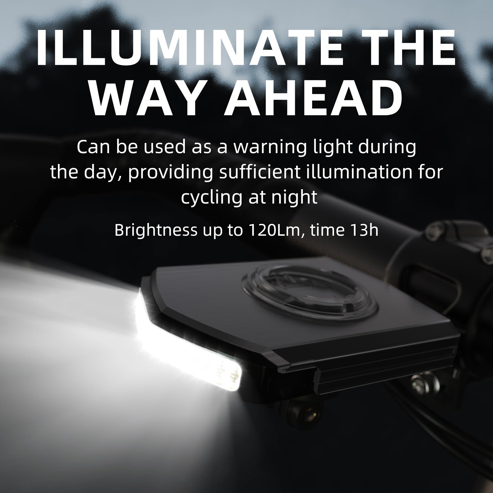 Lampe Vélo Lumiere Eclairage Velo Avant 120 Lumens 5 Modes Autonomie 40h 5000mAh USB-C Phare Lampe Velo LED Puissantes Lumière de Vélo