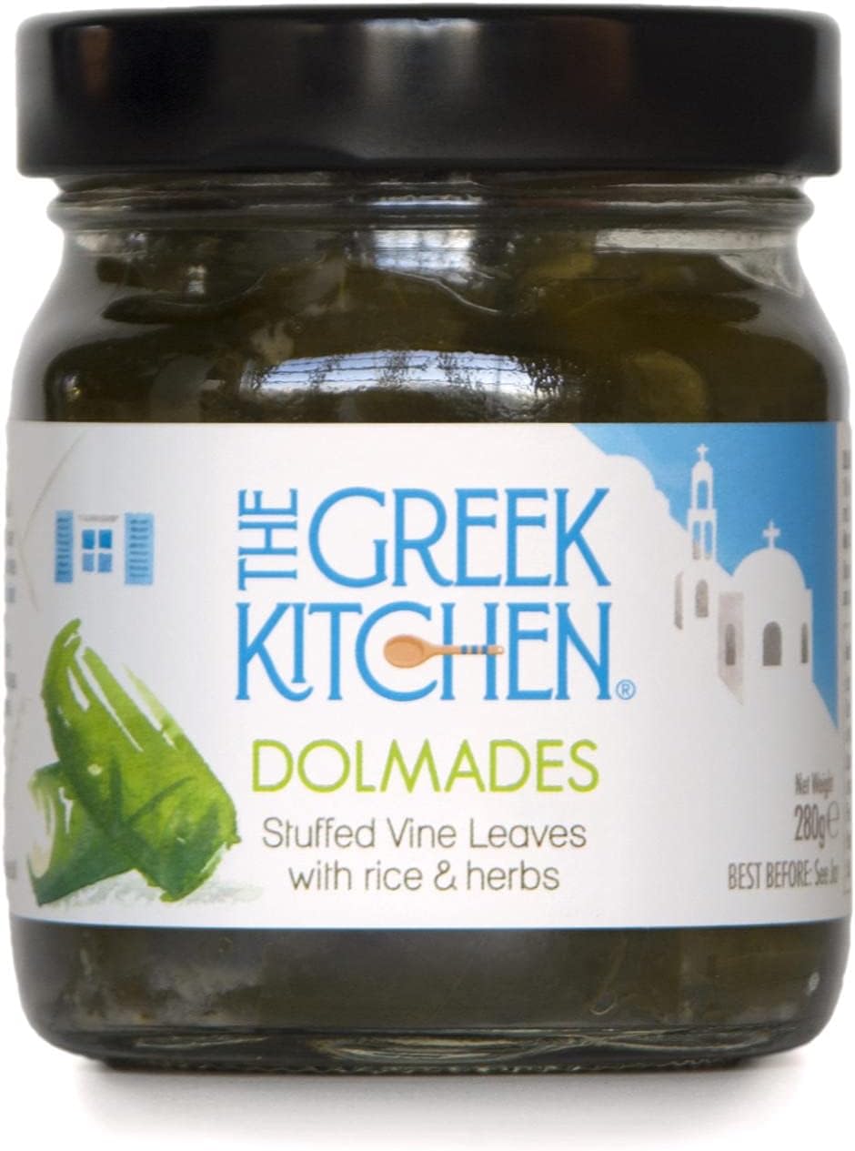 The Greek Kitchen Dolmades, Hand Rolled Vine Leaves Stuffed with Rice & Herbs 280g, Green