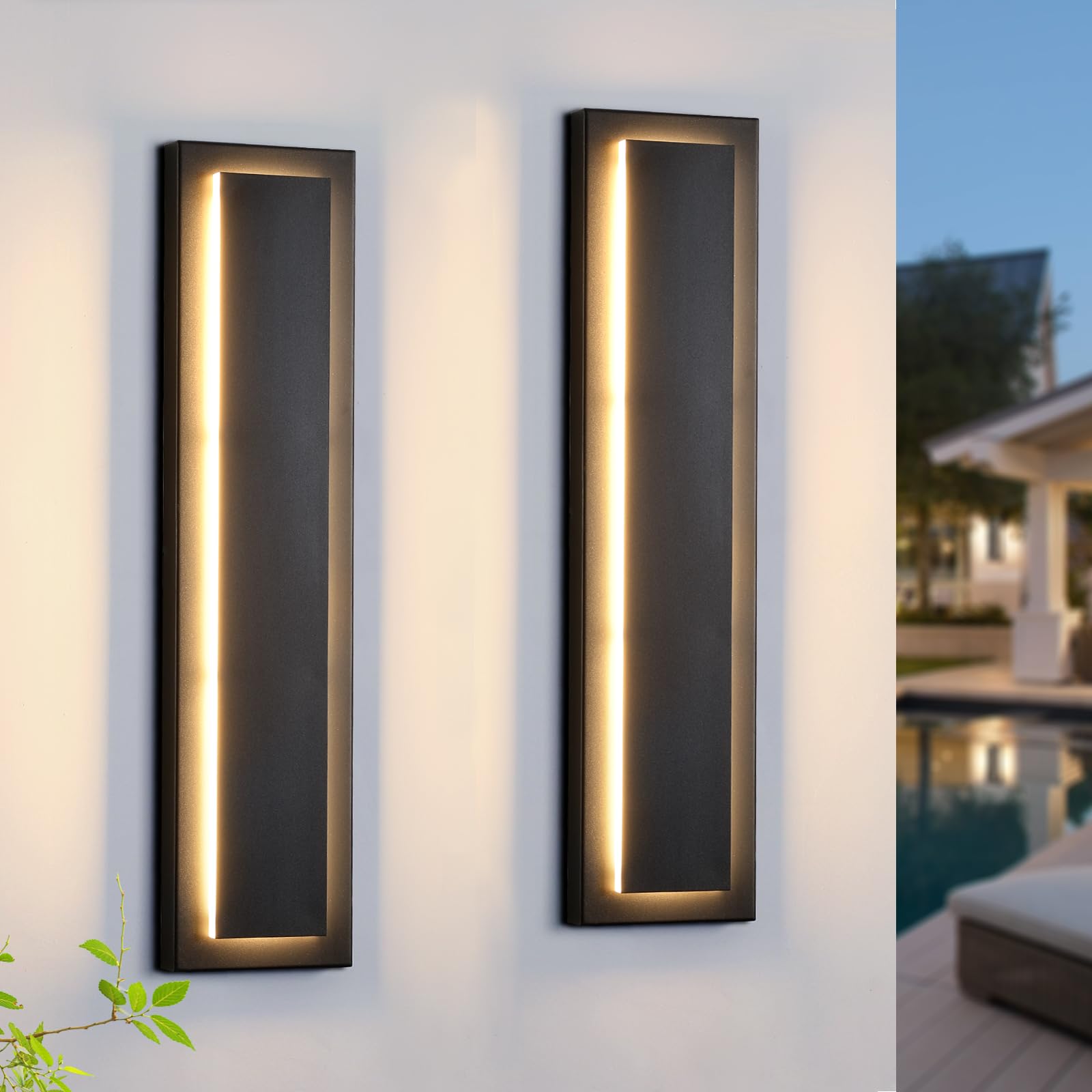 Photo 1 of tewei Modern LED Outdoor Wall Light, Black, 15.7 Inch