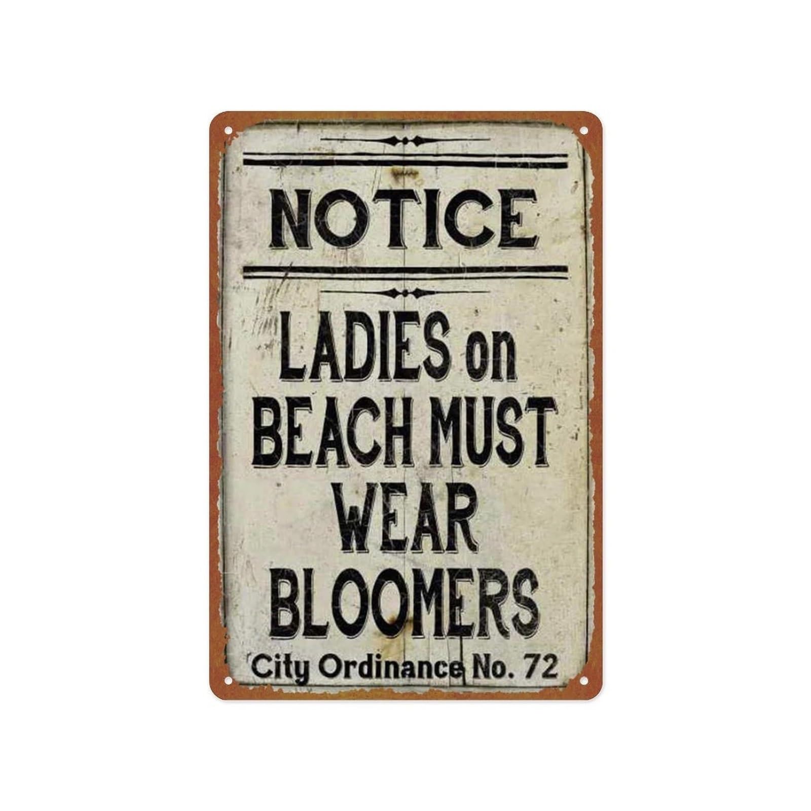 AUOQKQUT Retro Bathroom Decor Metal Wall-Art Funny Bloomers Beach Rule Sign Vintage Style Tin Sign for Powder Room Beach House Guest Bath 8 X 12 Inch