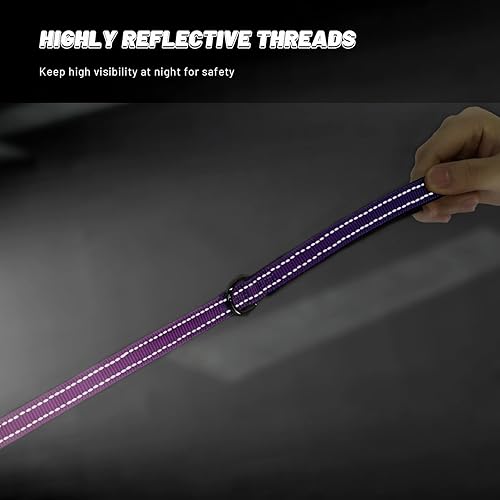 Miniatura 4 de Roses&Poetry Juego de collar y correa reflectantes para perro, collar y correa de perro martingala morado para perros medianos, collares ajustables