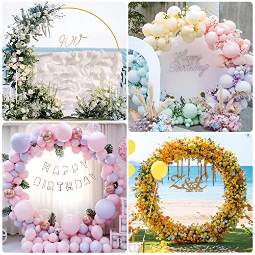 Image of Fomcet 6.6ft Round Backdrop Stand Gold Circle Arch Metal Wedding Arch | Circle Backdrop Stand Round Arch Stand Balloon Arch Frame for Wedding Ceremony Birthday Party Baby Shower Bridal Decorations