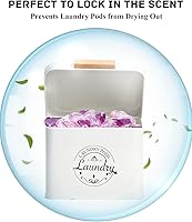 Vista 3 de Soporte para cápsulas de lavandería con tapa con bisagras, contenedor de metal que ahorra espacio para decoración de lavandería, organización