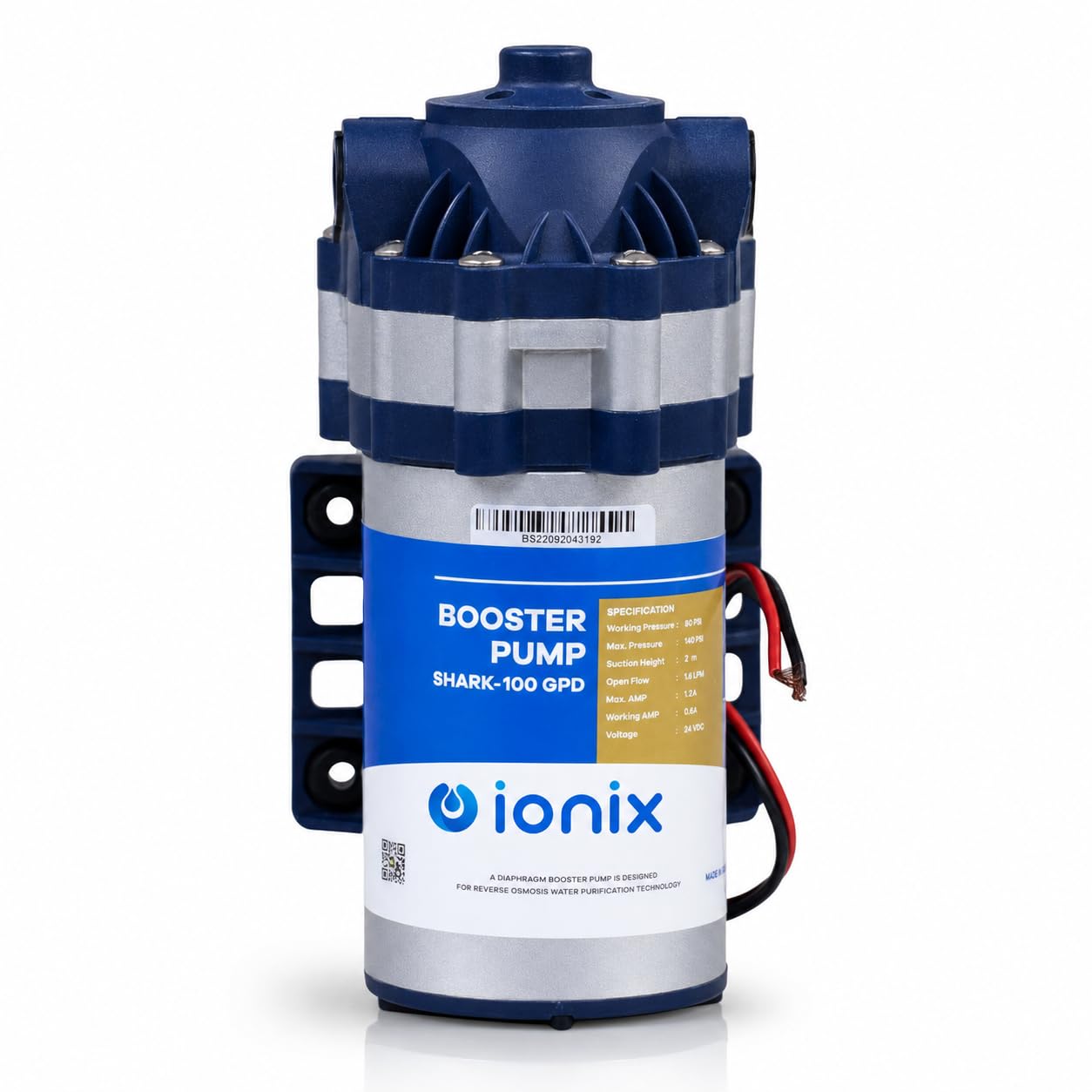 IONIX Ro Booster pump | ro pump 100 GPD | Heaviest copper armature accross industry | 2 Years Onsite Replacement warranty | Full metal body ro pump | 5 Year shelf life, 1 Set, Silver-image-18