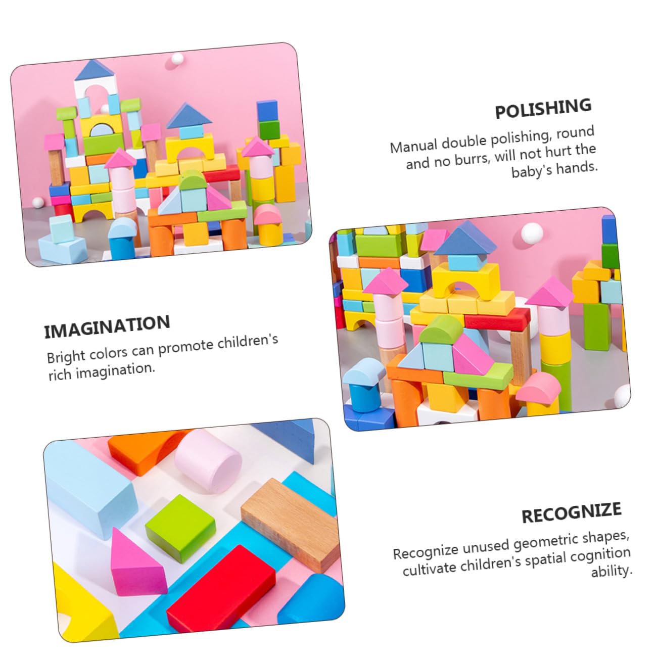 Gatuida 100pièces Blocs de Construction Bois pour Garçon Fille Jouet de Construction Éducatif Bois Blocs Colorés pour Bébés