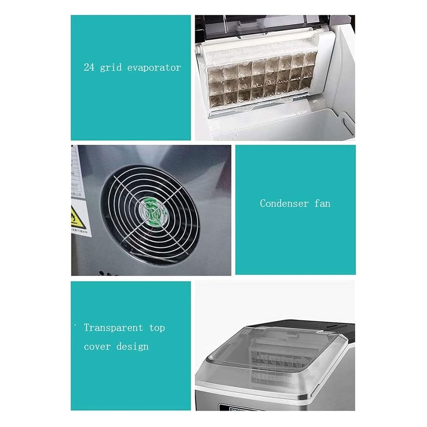 Ice Maker Countertop with Auto Self-Cleaning 24 Square Ice Cubes Ready in 15 Minutes 25kg/24H Portable Ice Maker with LCD Ice Maker Machine