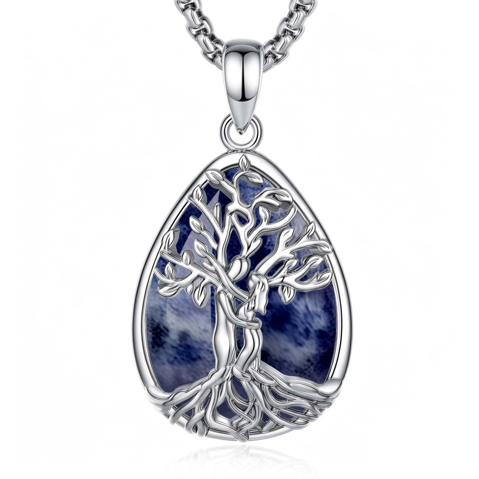 INFUSEU Keltische Wolfs Kette, 925 Sterling Silber Mond Abal