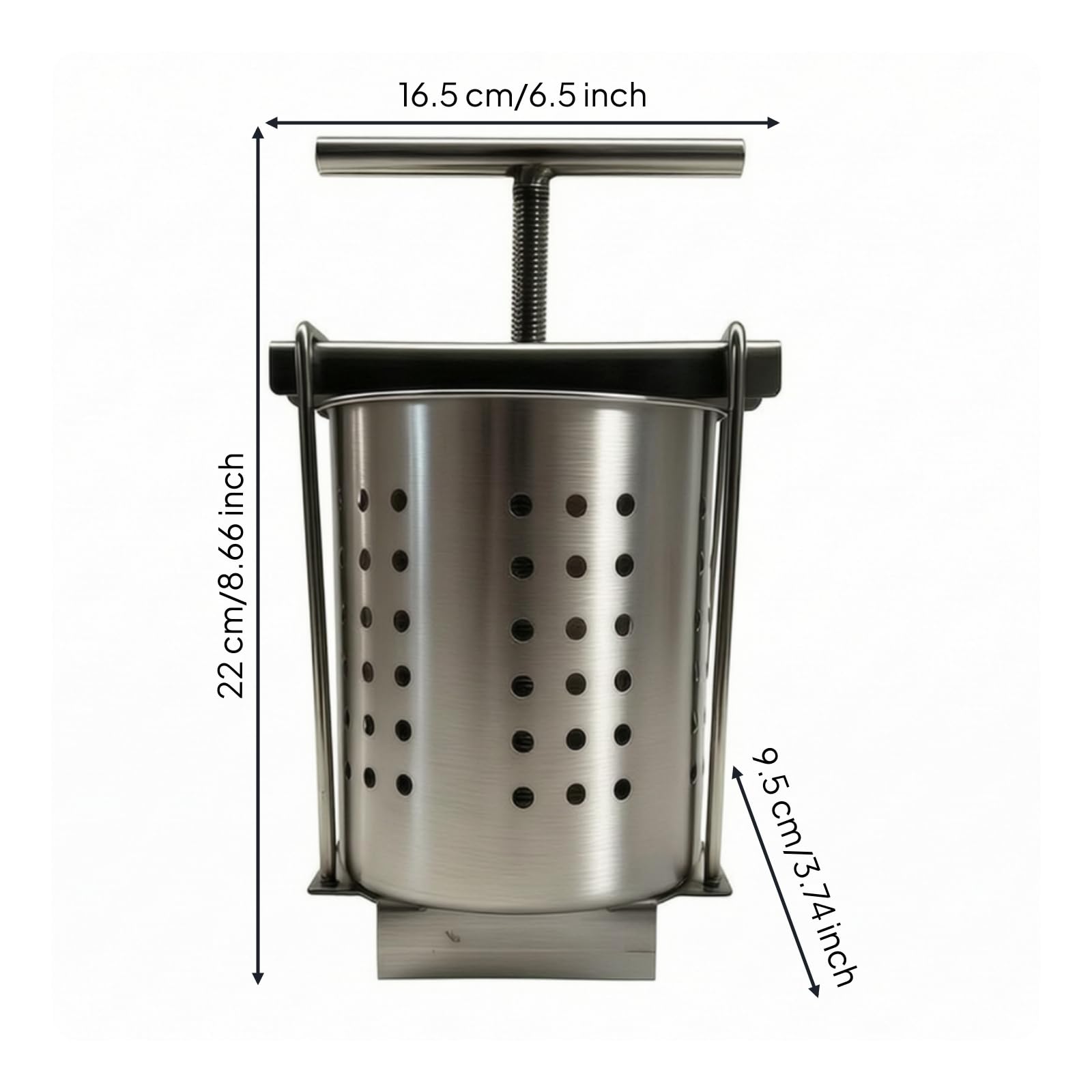 Presse-Fruits avec Vis Filetée En Acier Inoxydable Presse à Jus avec Panier Perforé Manuel Pressoir pour Cuisiniers Amateurs, Cuisine, 1.5L