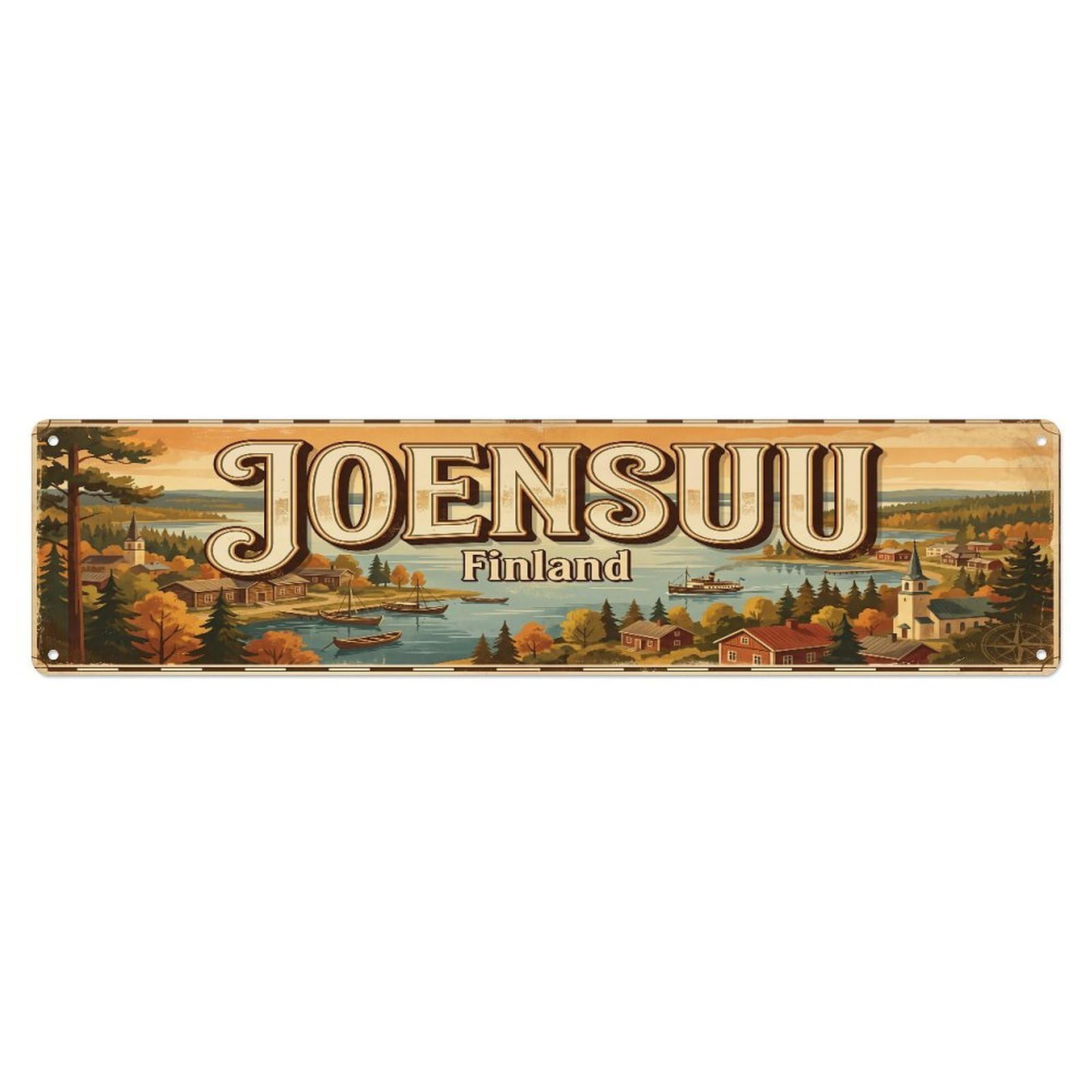 Tgrcjimh Style Metal Tin Sign Travel Vintage Joensuu Finland