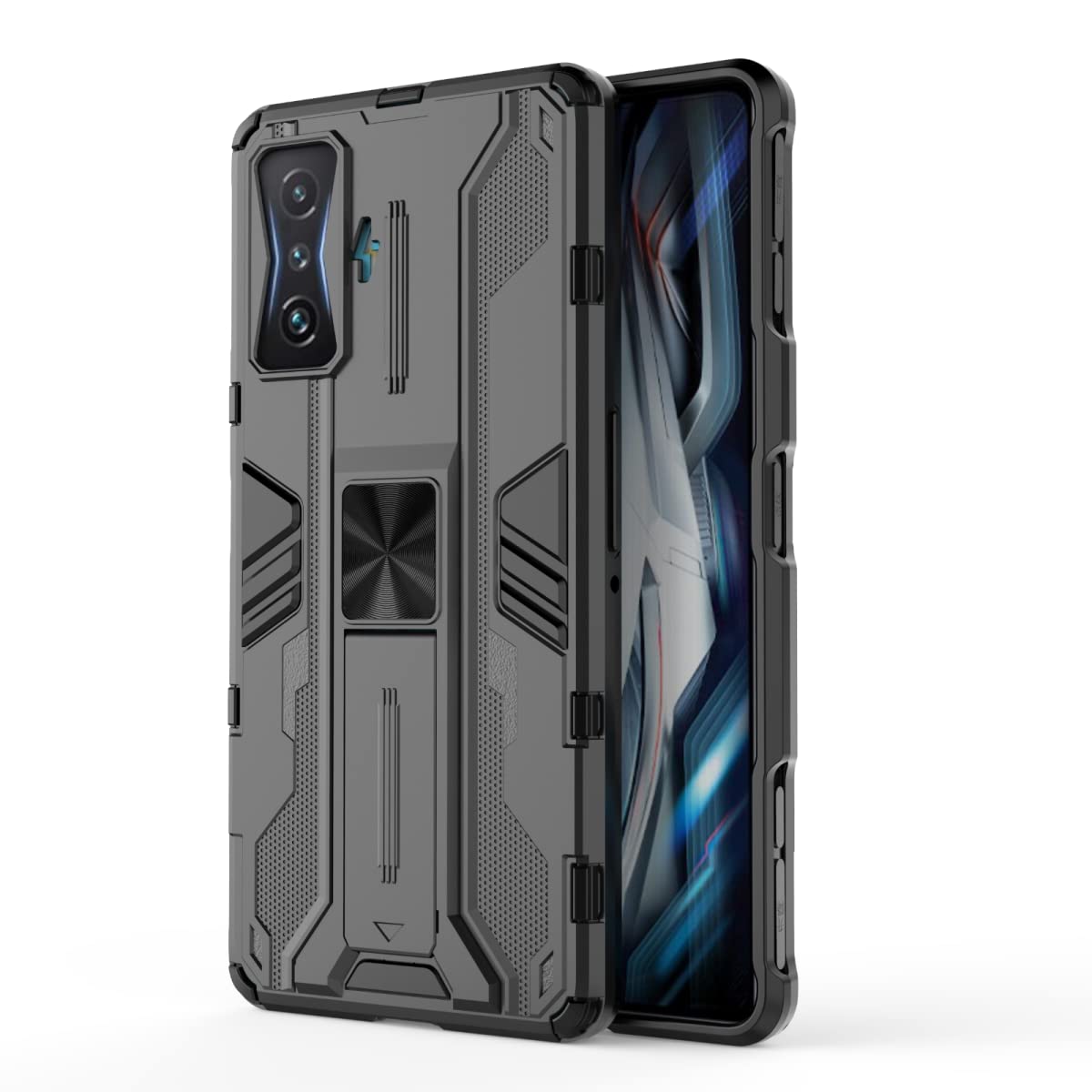 BaiBaiDY Case for Xiaomi Poco F4 GT Phone case, Shock absorption, bracket, drop resistance, TPU + PC double-layer design, suitable for Xiaomi Poco F4 GT.(Black)