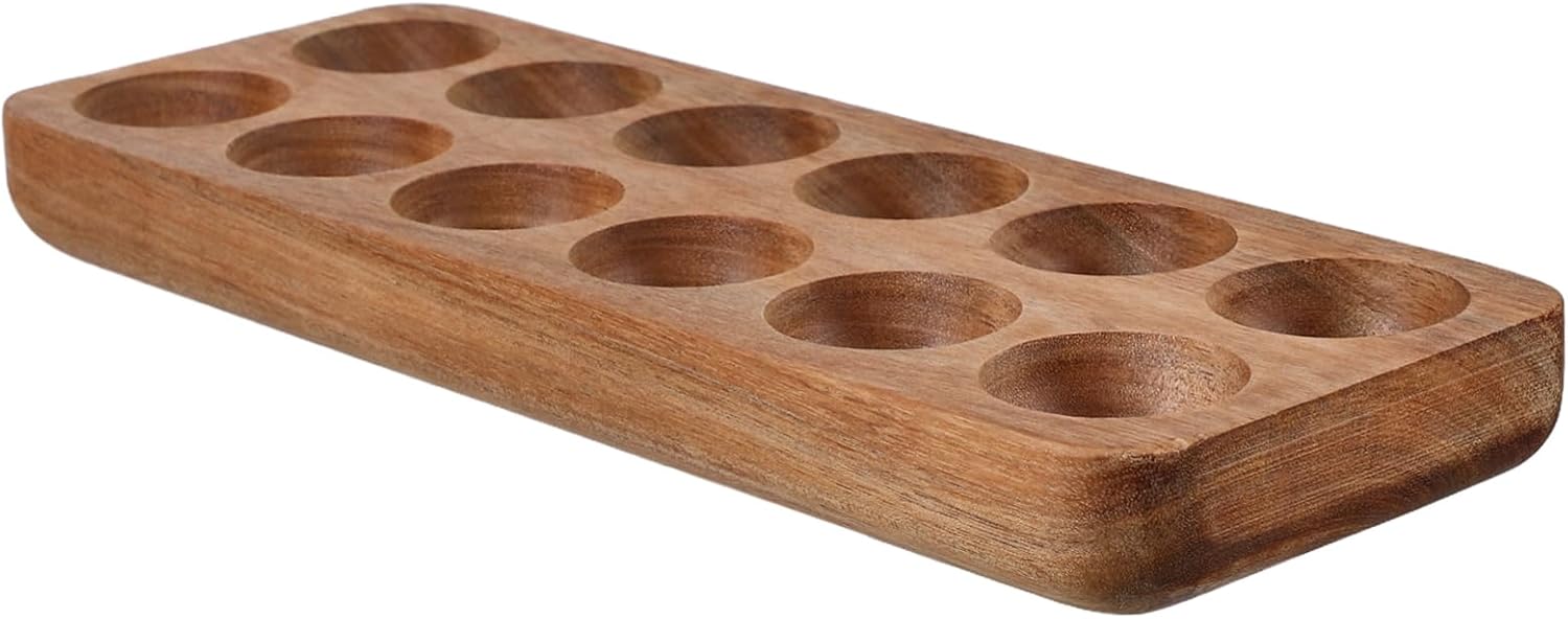 Mobestech 12holes Wooden Egg Holder Tray Versatile Countertop and Refrigerator Egg Organizer for Kitchen Storage and Home Decor Smooth Finish and Refined Craftsmanship