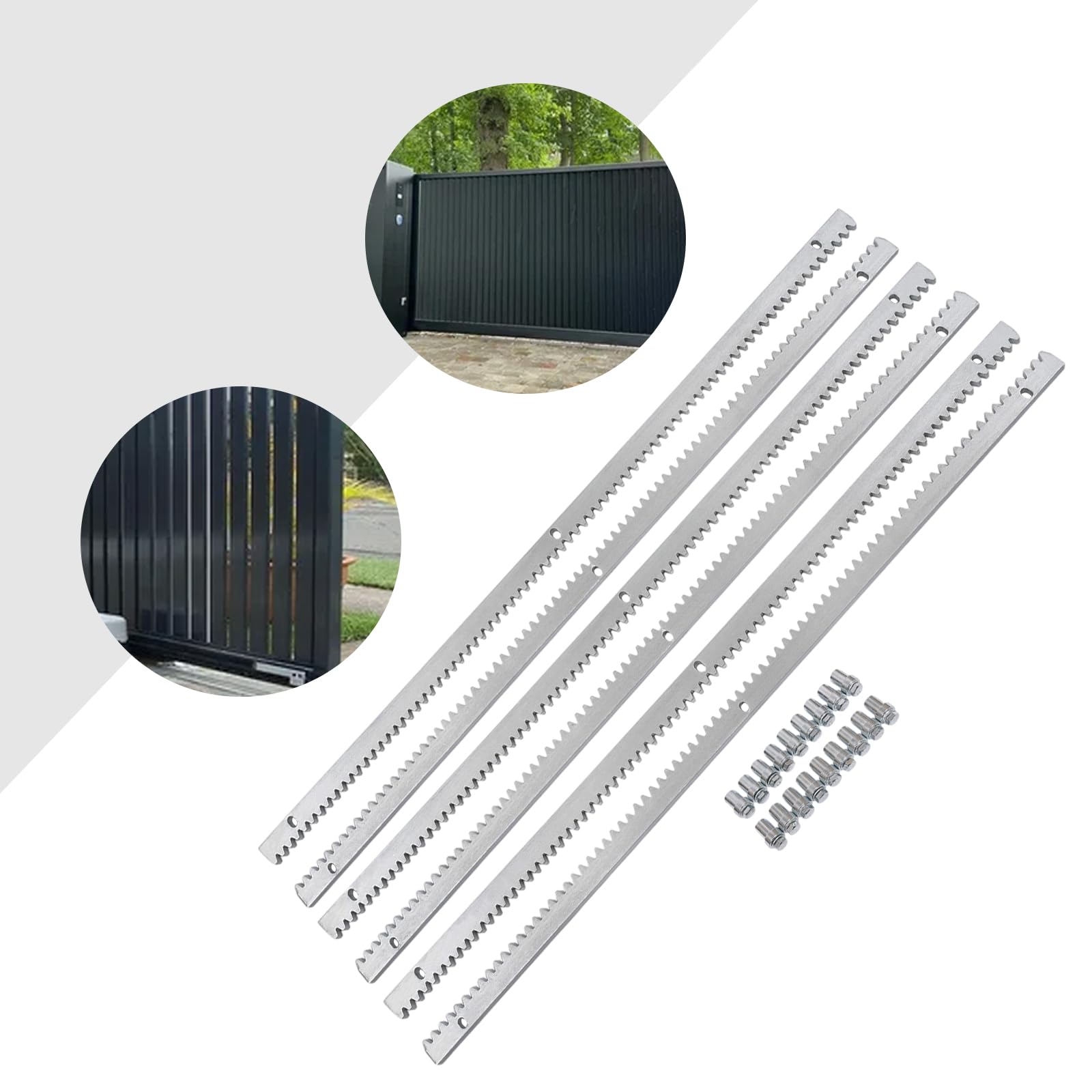6 x 1m de cremallera de acero galvanizado, accesorio para accionamiento de puertas correderas, pieza de repuesto para accionamiento de puertas correderas