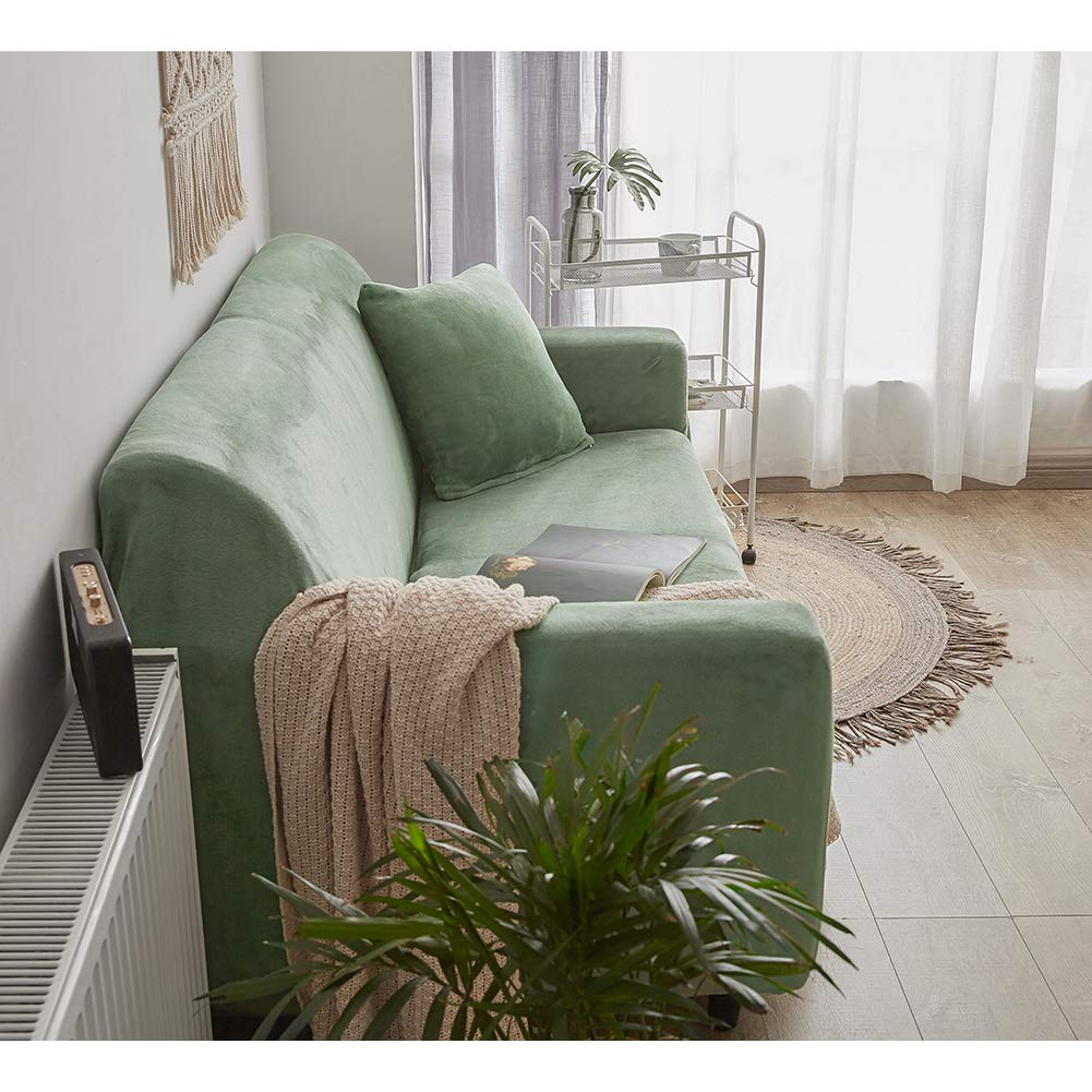 Felpa Cubiertas De Sofá para 1 2 3 4 Cubierta De Sofá,Completo Elásticoidad Couch Protector con Correas,Polvo-Prueba Elástico Soft Couch Cover para Perros Niños-
