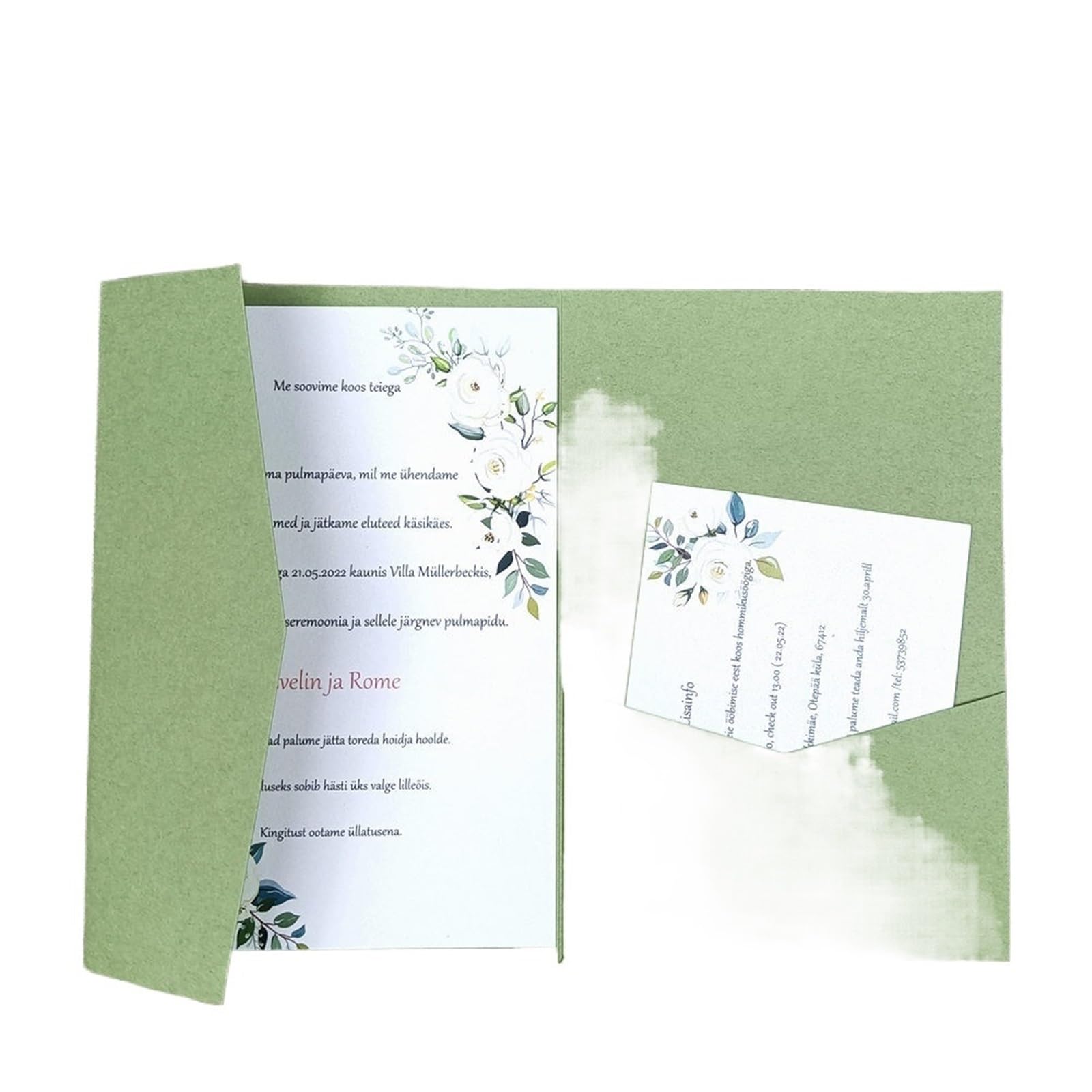 Einladungskarten Hochzeit 50 dreifach gefaltete Hochzeitseinladungskarten mit Rosen-Laserschnitt, Taschen-Einladungsumschlag Hochzeitseinladungskarten(Color:Matte sage green,Size:Custom set)