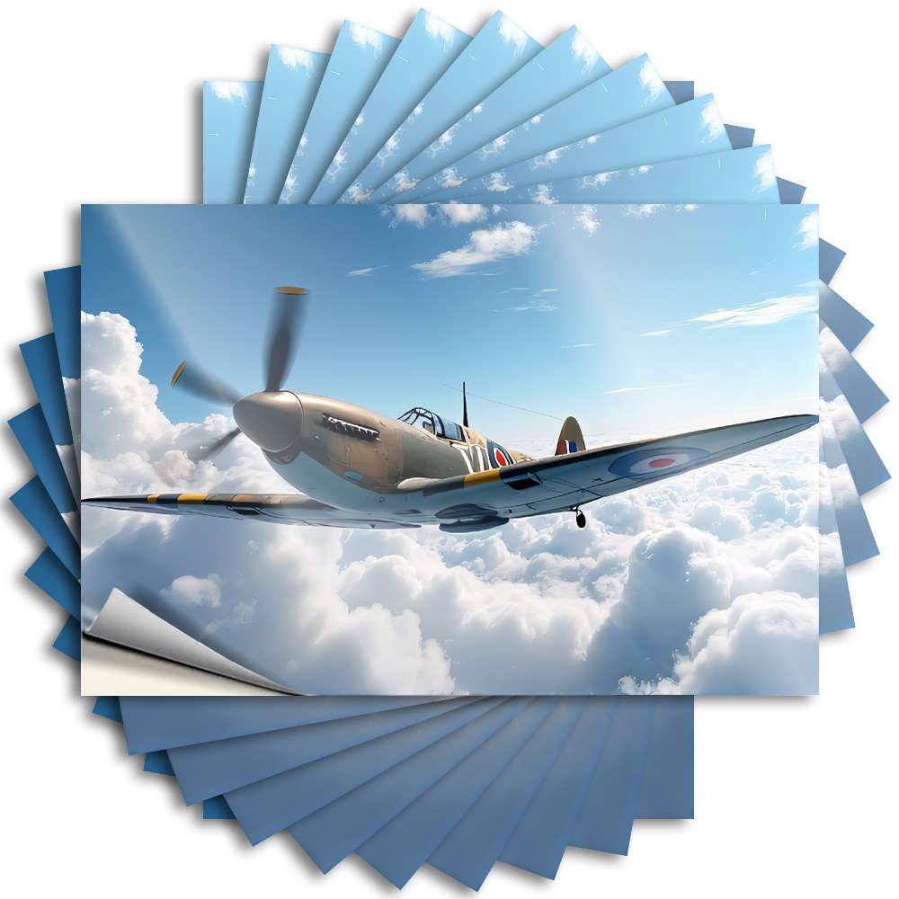A Vintage Fighter Plane Soars Above The Clouds. Beauty Room Decor Cozy - Lettering Sticker Hard Waterproof Decal(6X9CM)