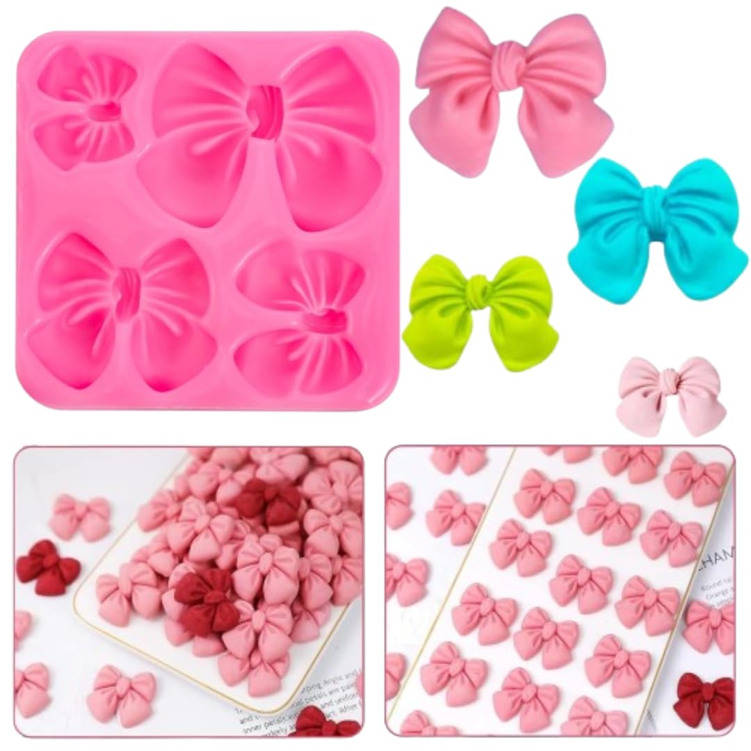LEGACYCART 4 Cavity Bow Tie Silicone Fondant Mould for Chocolate Cake Cupcake Brownie Pudding Jelly Decor Resin Soap DIY Craft Projects (Pack of 1)-picture-11