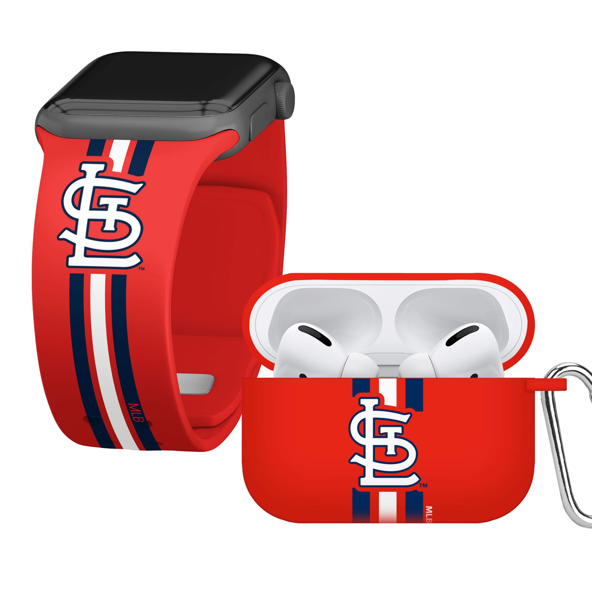 Game Time St Louis Cardinals HD Combo Package Compatible with Apple Watch and AirPods Pro (Stripes 42/44/45mm Long)