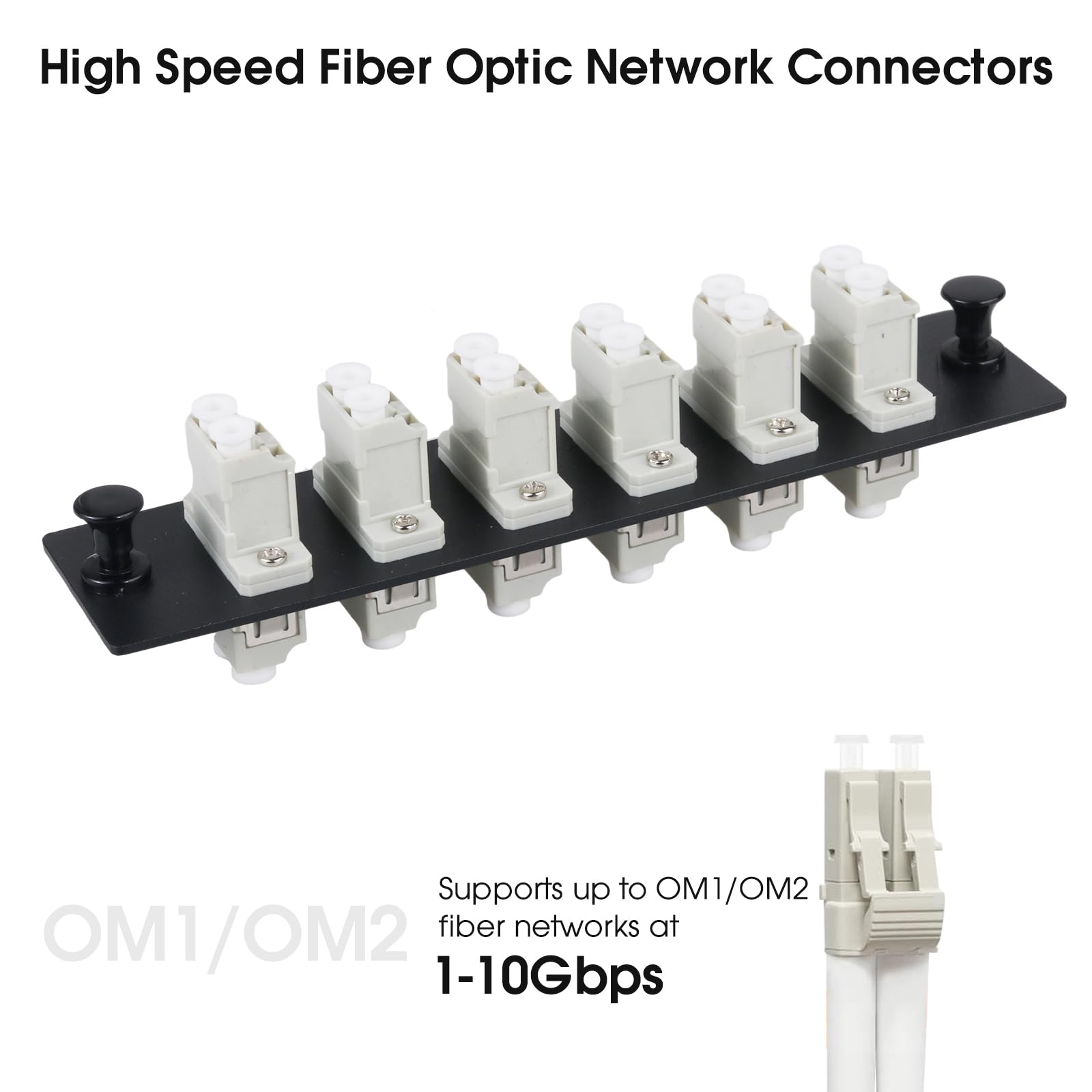 Lot de 2 panneaux de brassage en fibre duplex LC/MM avec adaptateurs LC gris multimode duplex, 12 ports fibre